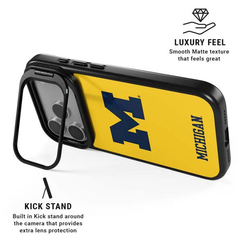 University of Michigan M Logo Yellow iPhone 17 Pro Max Kickstand Case