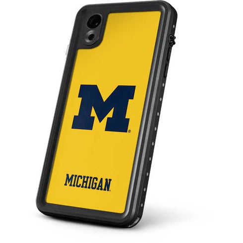 University of Michigan M Logo Yellow iPhone XR Waterproof Case