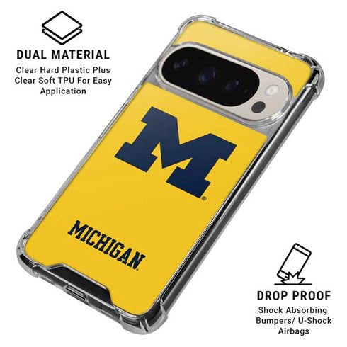 University of Michigan M Logo Yellow Pixel 9/9 Pro Clear Case