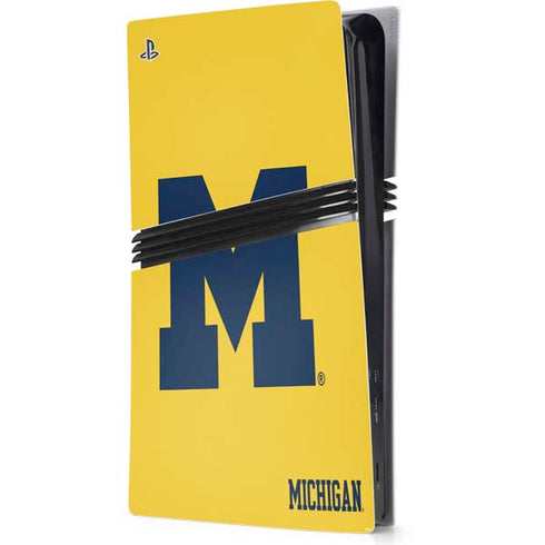 University of Michigan M Logo Yellow PS5 Pro Console Skin