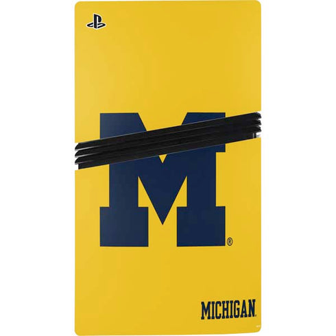 University of Michigan M Logo Yellow PS5 Pro Console Skin