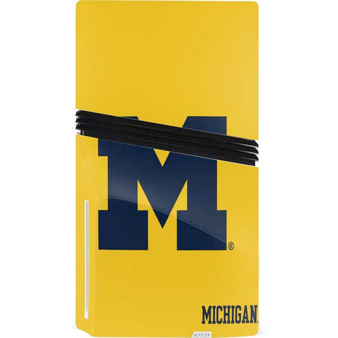 University of Michigan M Logo Yellow PS5 Pro Disk Console Skin
