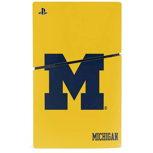University of Michigan M Logo Yellow PS5 Slim Digital Edition Console Skin