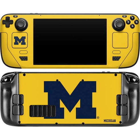University of Michigan M Logo Yellow Steam Deck Handheld Gaming Computer OLED Skin