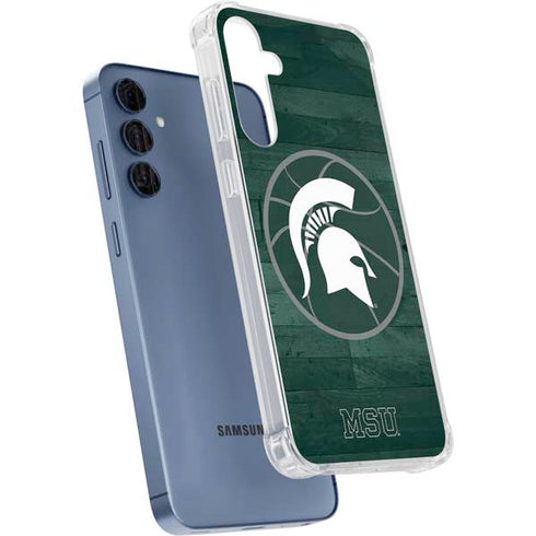 Michigan State University Basketball Courtside Galaxy A55 5G Clear Case