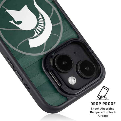 Michigan State University Basketball Courtside iPhone 14 Kickstand Case