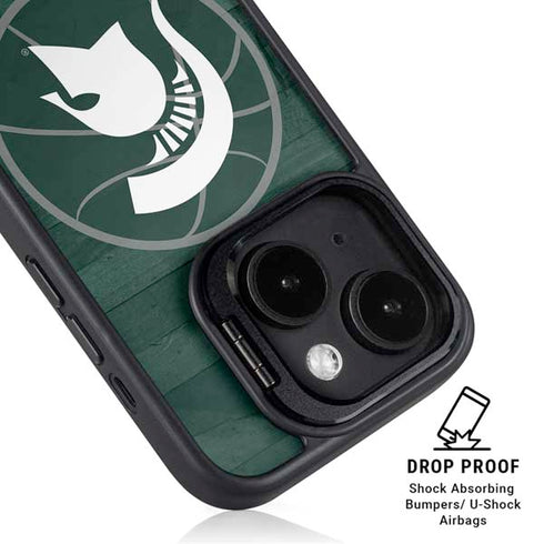 Michigan State University Basketball Courtside iPhone 14 Plus Kickstand Case