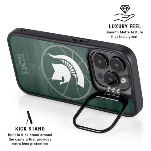 Michigan State University Basketball Courtside iPhone 14 Pro Max Kickstand Case