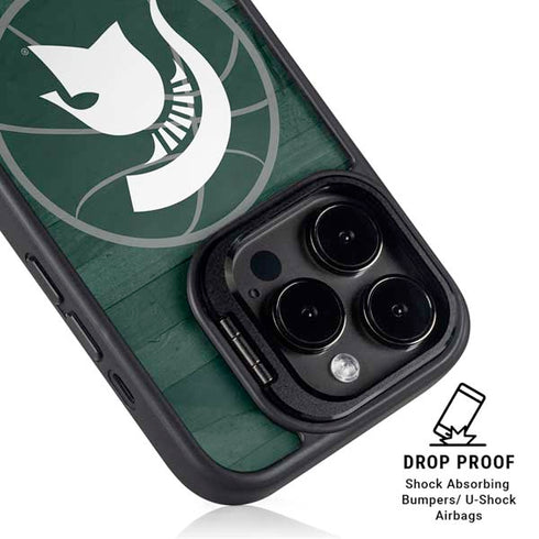 Michigan State University Basketball Courtside iPhone 15 Pro Max Kickstand Case