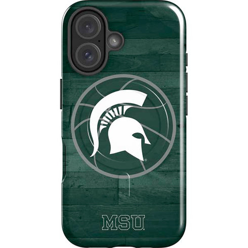 Michigan State University Basketball Courtside iPhone 16 Plus Magsafe Impact Case