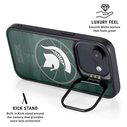Michigan State University Basketball Courtside iPhone 16e Kickstand Case