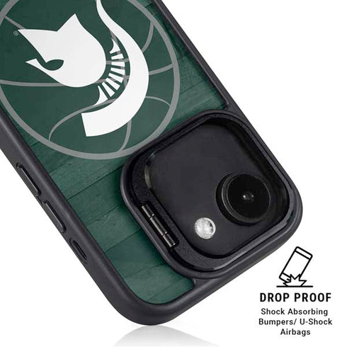 Michigan State University Basketball Courtside iPhone 16e Kickstand Case