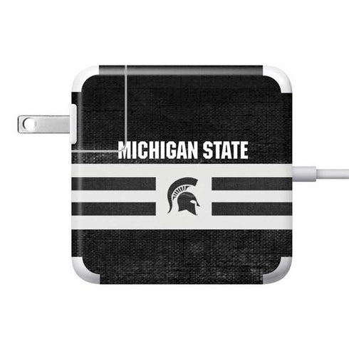Michigan State University Black and White Stripes 85W Power Adapter (15 and 17 inch MacBook Pro Charger) Skin