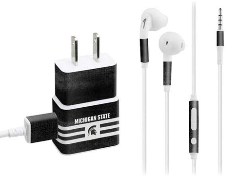 Michigan State University Black and White Stripes Phone Charger Skin