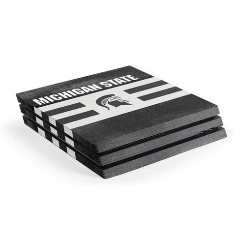 Michigan State University Black and White Stripes PS4 Pro Console Skin