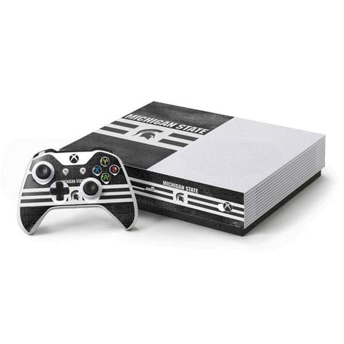 Michigan State University Black and White Stripes Xbox One Skins