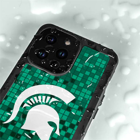 Michigan State University Spartans Digital Pixels iPhone 15 Pro Waterproof Case