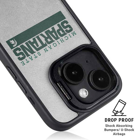 Michigan State University Spartans Marquee iPhone 15 Kickstand Case