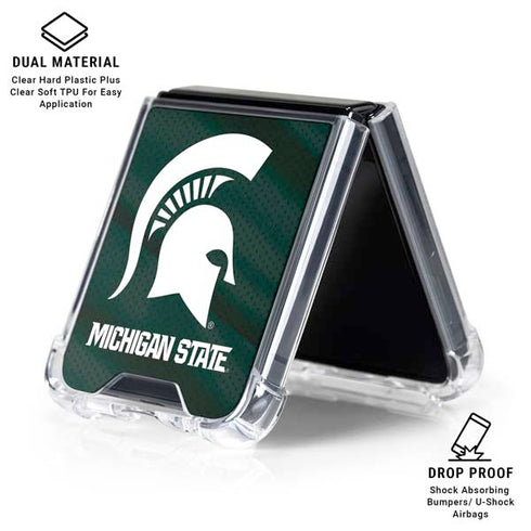 Michigan State University Away Grey Jersey Galaxy Z Flip6 Clear Case
