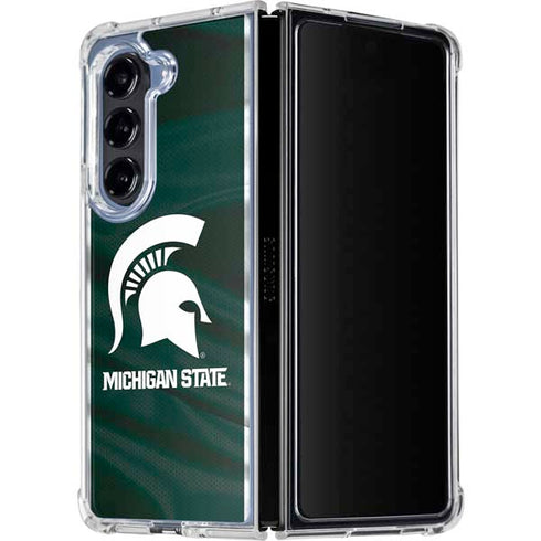 Michigan State University Away Grey Jersey Galaxy Z Fold5 5G Clear Case