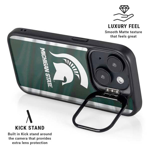 Michigan State University Away Grey Jersey iPhone 15 Plus Kickstand Case