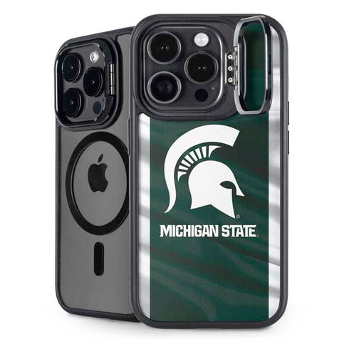Michigan State University Away Grey Jersey iPhone 15 Pro Kickstand Case