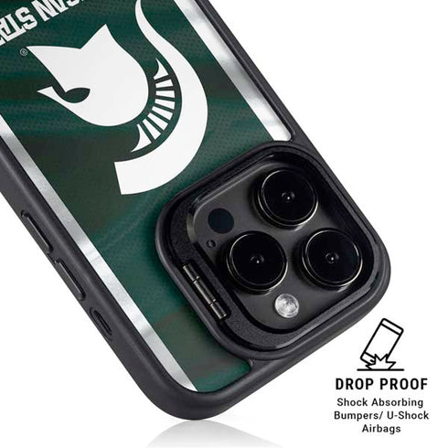 Michigan State University Away Grey Jersey iPhone 15 Pro Kickstand Case