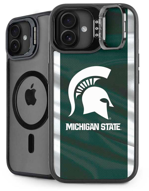 Michigan State University Away Grey Jersey iPhone 16 Plus Kickstand Case