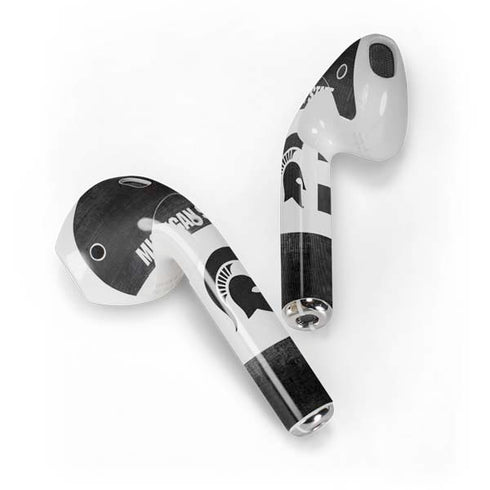Michigan State University Black and White Stripes Apple AirPods Skin