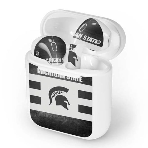 Michigan State University Black and White Stripes Apple AirPods Skin