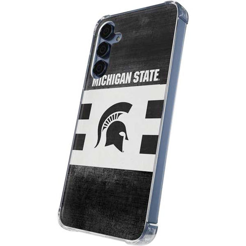 Michigan State University Black and White Stripes Galaxy A35 5G Clear Case