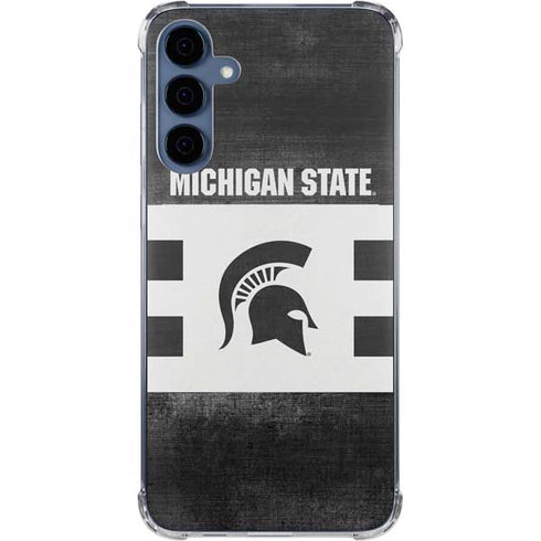 Michigan State University Black and White Stripes Galaxy A55 5G Clear Case