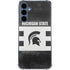 Michigan State University Black and White Stripes Galaxy A55 5G Clear Case