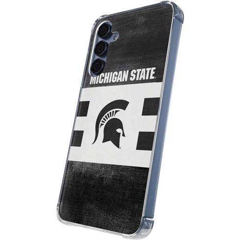 Michigan State University Black and White Stripes Galaxy A55 5G Clear Case