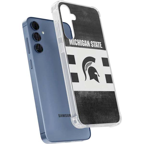 Michigan State University Black and White Stripes Galaxy A55 5G Clear Case