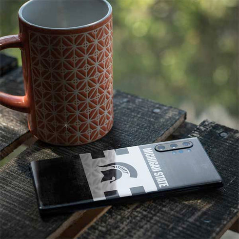 Michigan State University Black and White Stripes Galaxy Note 10 Plus Skin