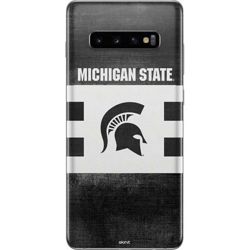 Michigan State University Black and White Stripes Galaxy S10 Plus Skin