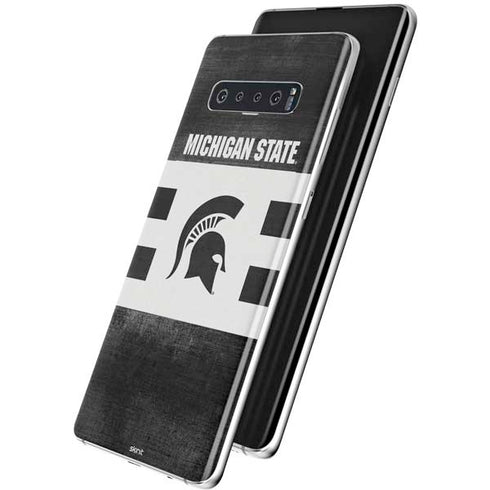 Michigan State University Black and White Stripes Galaxy S10 Plus Skin