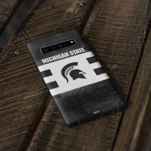 Michigan State University Black and White Stripes Galaxy S10 Plus Skin