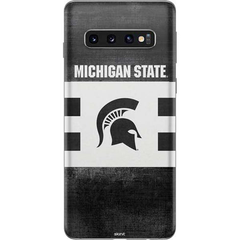 Michigan State University Black and White Stripes Galaxy S10 Skin