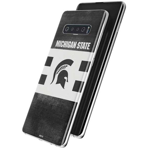 Michigan State University Black and White Stripes Galaxy S10 Skin