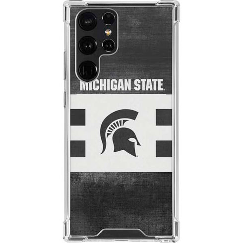 Michigan State University Black and White Stripes Galaxy S23 Ultra Clear Case