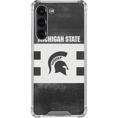 Michigan State University Black and White Stripes Galaxy S24 FE Clear Case