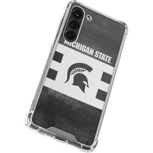 Michigan State University Black and White Stripes Galaxy S24 FE Clear Case