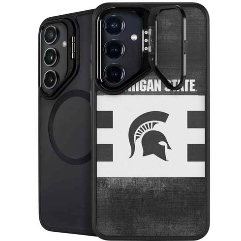 Michigan State University Black and White Stripes Galaxy S25 Kickstand Case