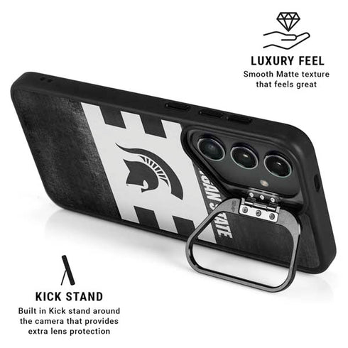 Michigan State University Black and White Stripes Galaxy S25 Kickstand Case