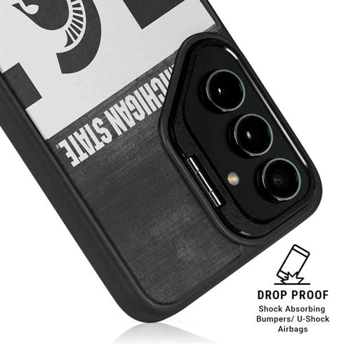 Michigan State University Black and White Stripes Galaxy S25 Kickstand Case
