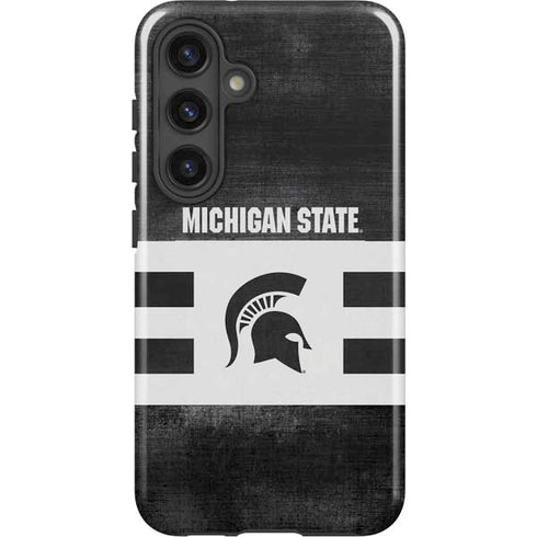 Michigan State University Black and White Stripes Galaxy S25 Plus Impact Case