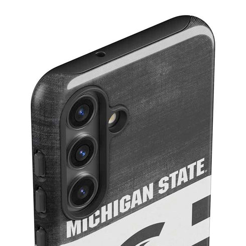 Michigan State University Black and White Stripes Galaxy S25 Plus Impact Case