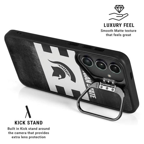 Michigan State University Black and White Stripes Galaxy S25 Plus Kickstand Case